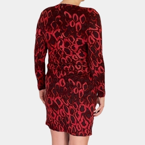 Hugo Boss black / red print  long sleeve, knee length dress size L - Picture 3 of 6